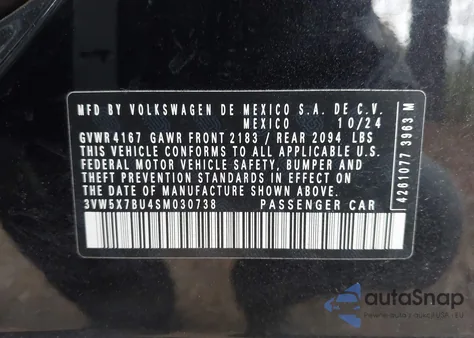 2025 Volkswagen Jetta 1.5T S from USA, damaged, VIN 3VW5X7BU4SM030738